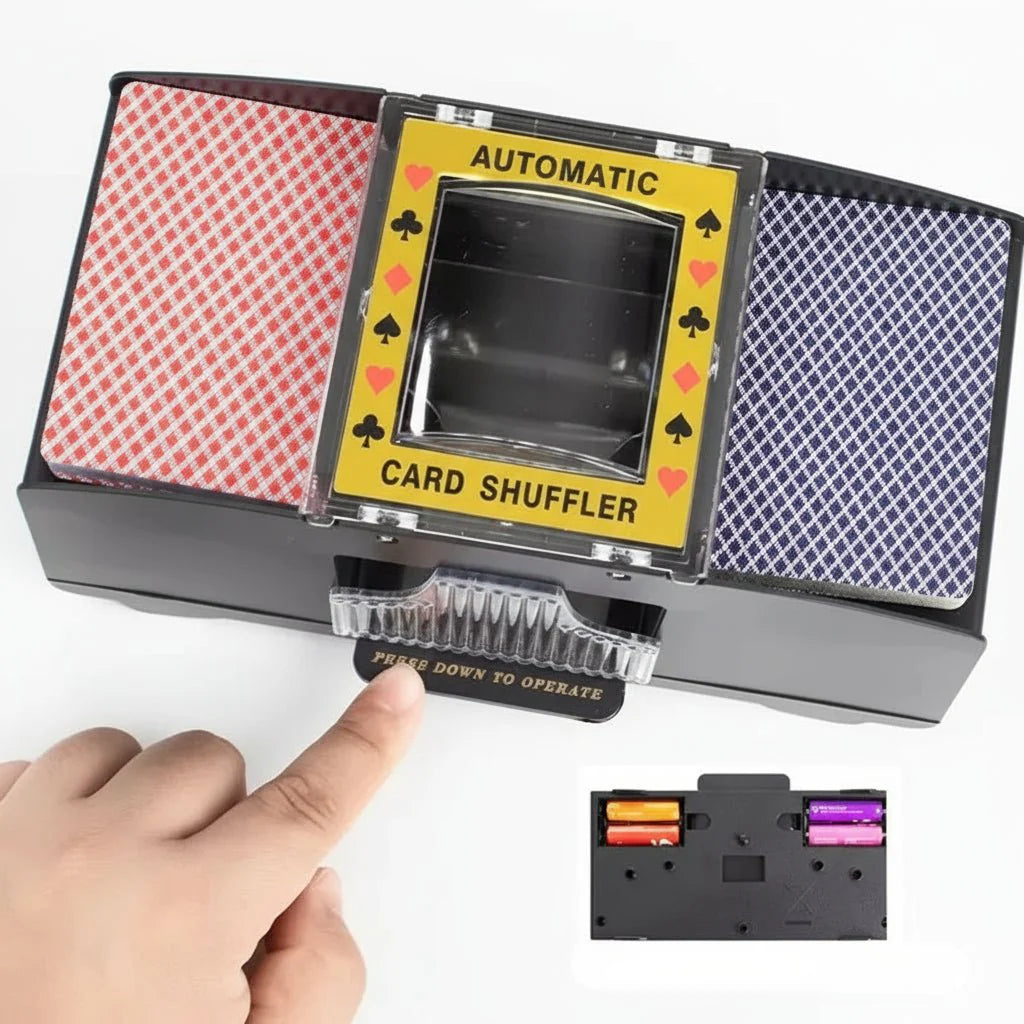 SHUFFLORQ – Automatic Electric Card Shuffler (USB & Battery Operated for 1–2 Decks)