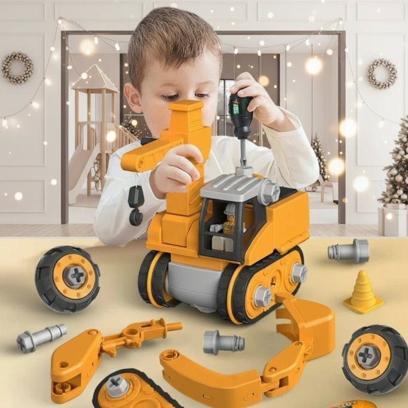 CREATRONIQ – Electric Engineering Construction Kit for Kids with Power Drill and Vehicle Parts