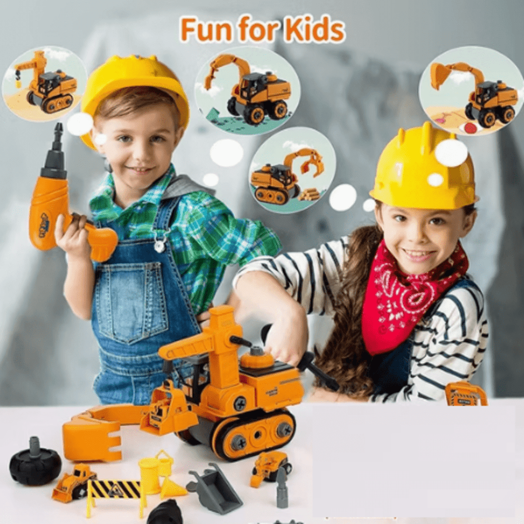 CREATRONIQ – Electric Engineering Construction Kit for Kids with Power Drill and Vehicle Parts