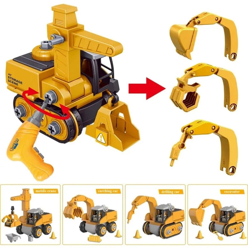 CREATRONIQ – Electric Engineering Construction Kit for Kids with Power Drill and Vehicle Parts