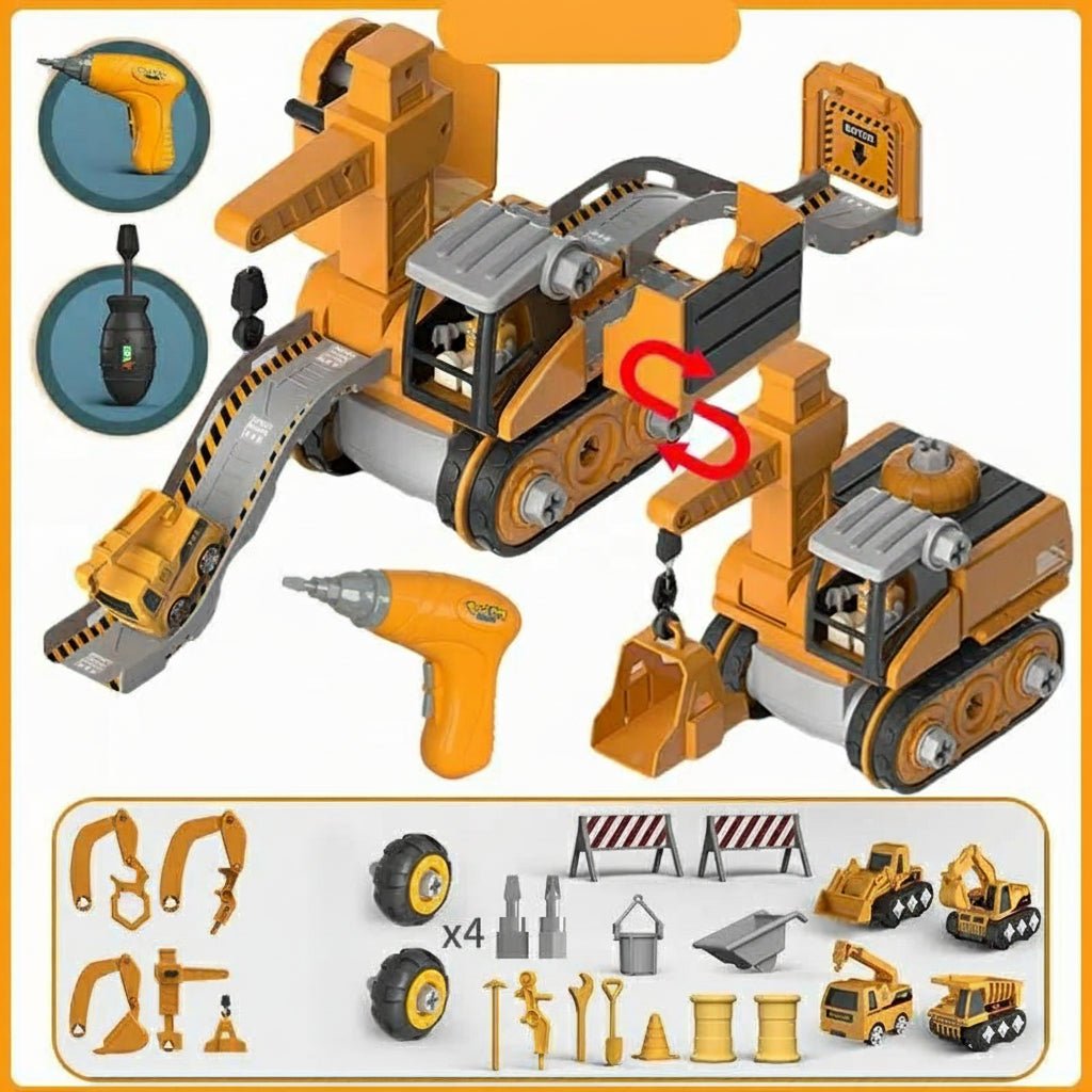 CREATRONIQ – Electric Engineering Construction Kit for Kids with Power Drill and Vehicle Parts
