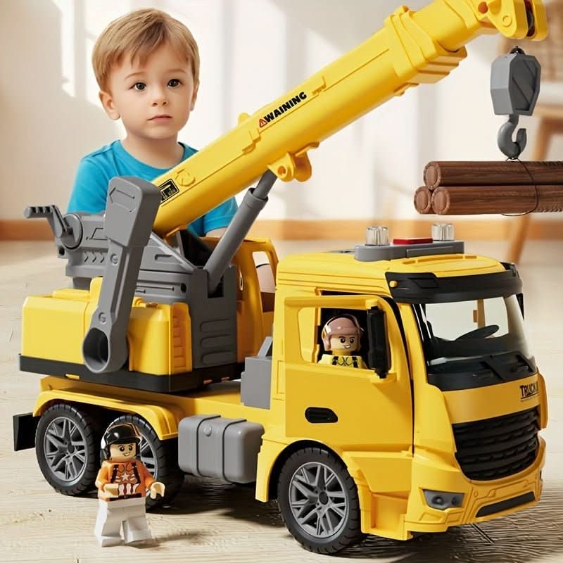 BuildPlay Crane Truck Toy – Construction Vehicle with Light, Sound & Movable Crane Arm (from 3 years)