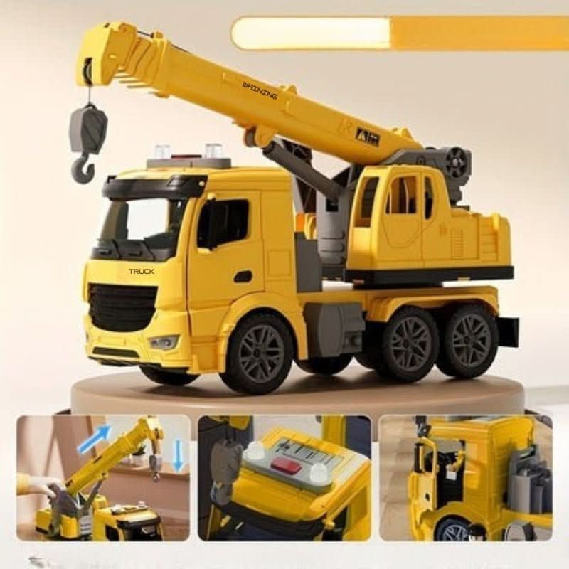 BuildPlay Crane Truck Toy – Construction Vehicle with Light, Sound & Movable Crane Arm (from 3 years)