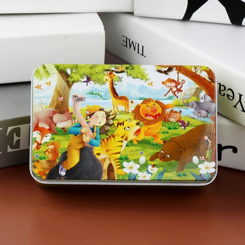 WOODLERN – 60-Piece Colorful Wooden Puzzle for Kids with Animal & Vehicle Designs | Perfect Christmas Gift