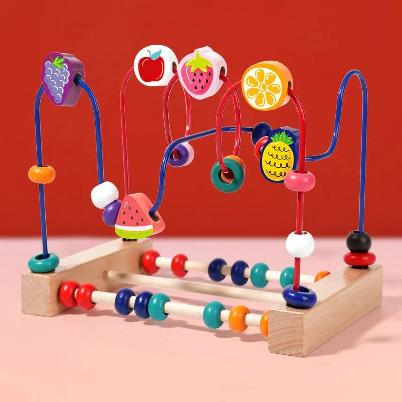PLAYWISE – Colorful Wooden Bead Maze & Abacus Educational Toy for Toddlers 18+ Months