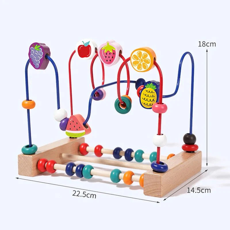PLAYWISE – Colorful Wooden Bead Maze & Abacus Educational Toy for Toddlers 18+ Months