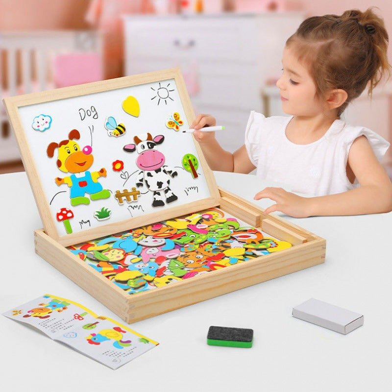 CHALKSY – 2-in-1 Montessori Drawing Table with Magnetic Whiteboard & Chalkboard