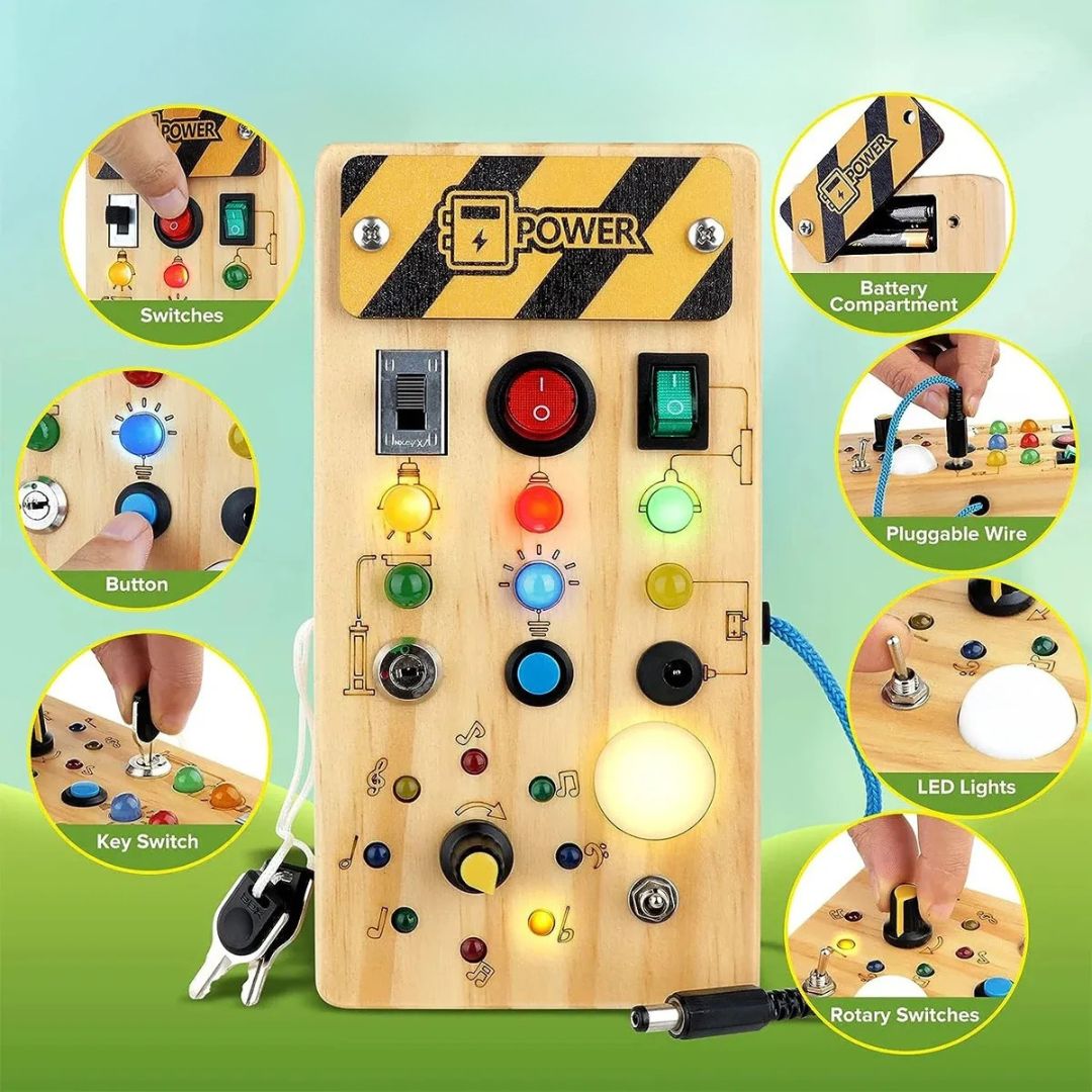 CURIOUS MIND – Montessori Wooden Busy Board for Sensory Exploration, Motor Skills & Early Learning