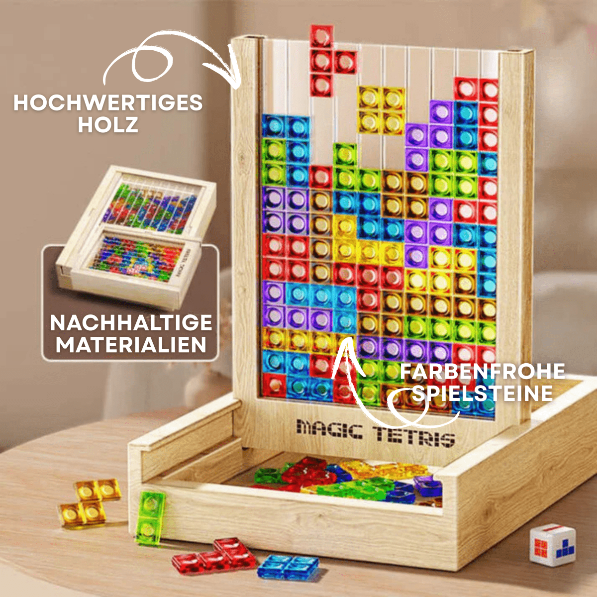 WOODTRIX – Eco-Friendly Wooden Tetris Puzzle Board for Kids and Adults