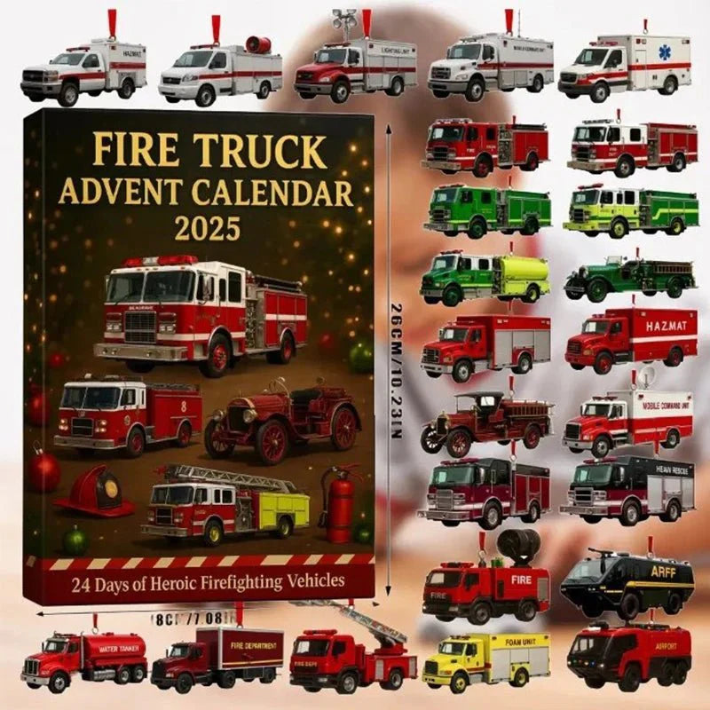 FIRECOUNT – 24-Day Fire Truck Advent Calendar for Kids’ Christmas Countdown