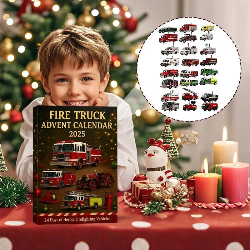 FIRECOUNT – 24-Day Fire Truck Advent Calendar for Kids’ Christmas Countdown