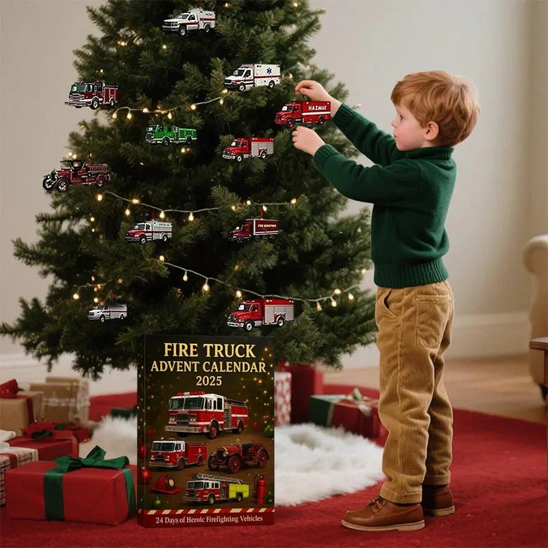FIRECOUNT – 24-Day Fire Truck Advent Calendar for Kids’ Christmas Countdown