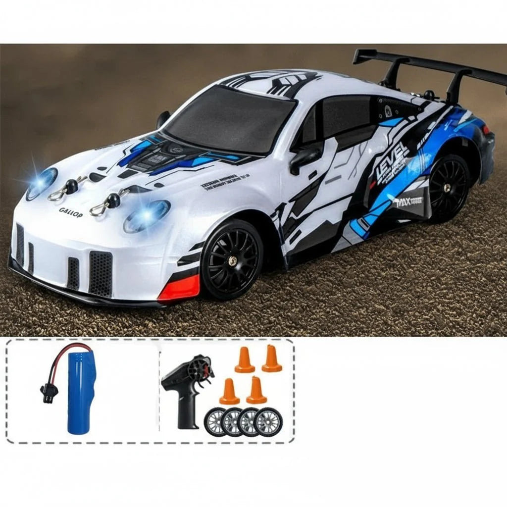 DRIFTRAX – 1:24 High-Speed 4WD RC Drift Car with LED Lights & Dual Tires