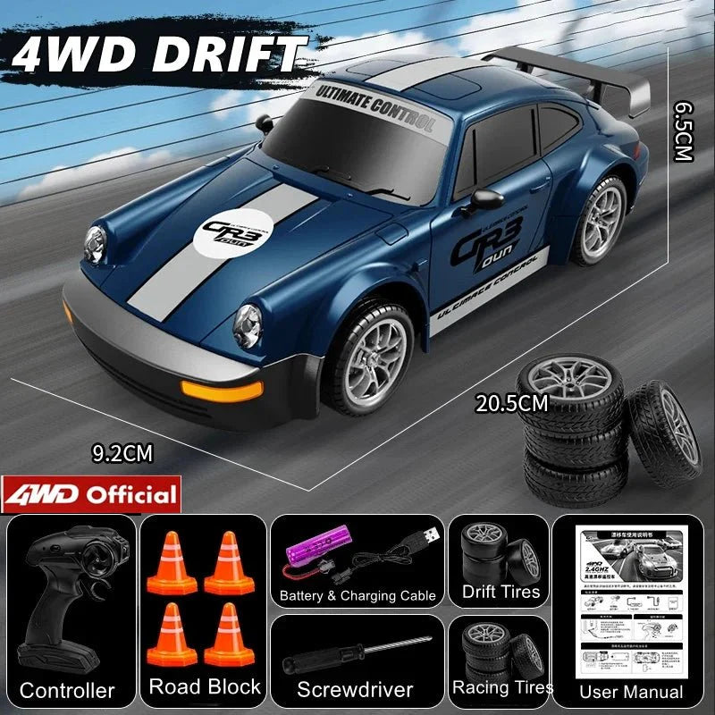 DRIFTRAX – 1:24 High-Speed 4WD RC Drift Car with LED Lights & Dual Tires