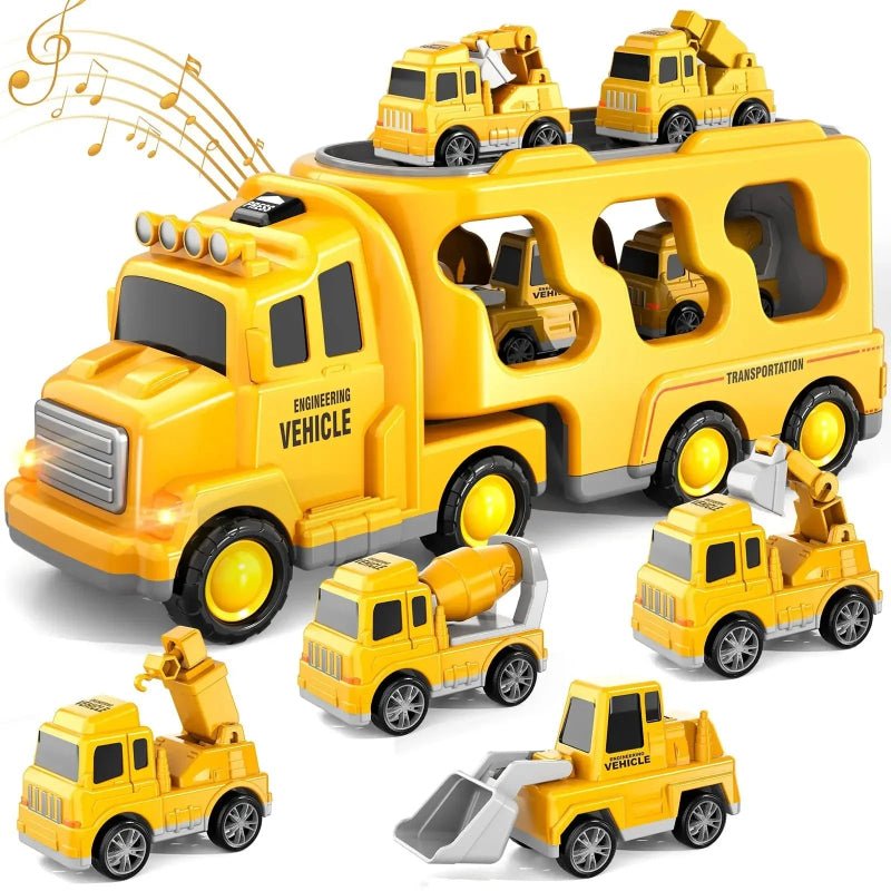 PLAYMOVER – Interactive Light & Sound Transporter Toy with Fire & Construction Vehicles