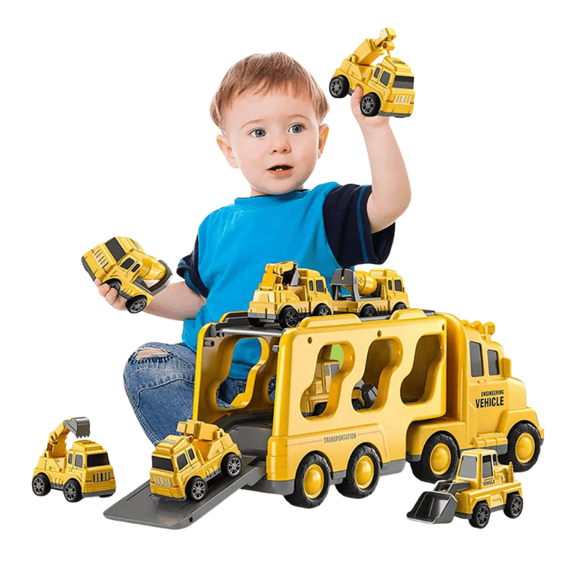 PLAYMOVER – Interactive Light & Sound Transporter Toy with Fire & Construction Vehicles