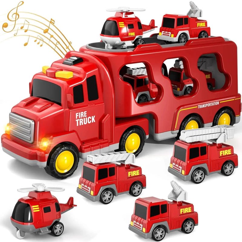 PLAYMOVER – Interactive Light & Sound Transporter Toy with Fire & Construction Vehicles