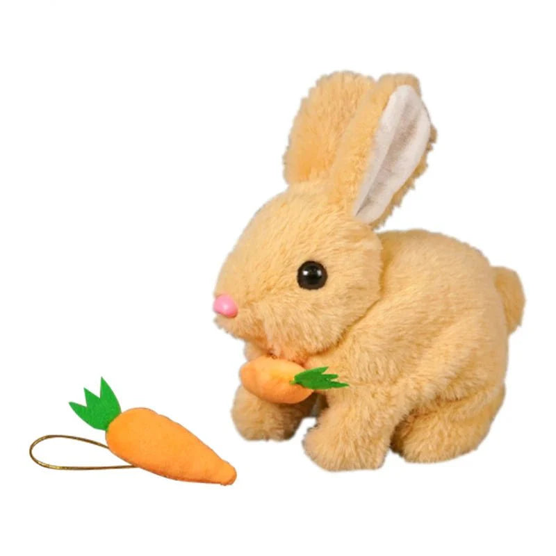 BUNNYBLOOM – Cute Electric Rabbit with Carrot & Wiggling Ears Plush Toy