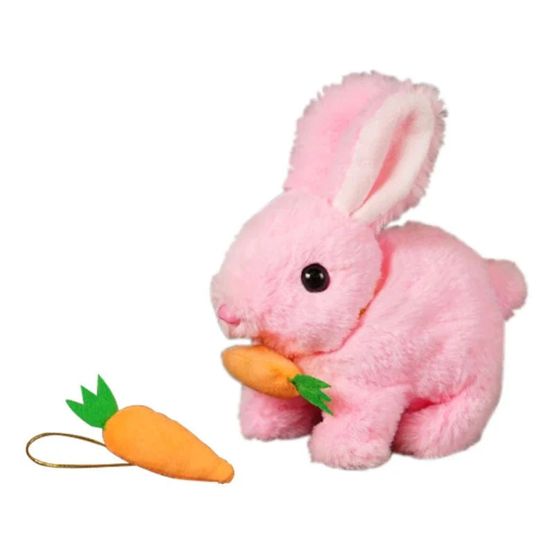 BUNNYBLOOM – Cute Electric Rabbit with Carrot & Wiggling Ears Plush Toy