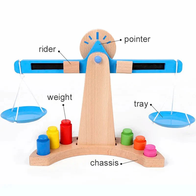 BRIGHTMIND – Wooden Balance Scale Educational Toy for Understanding Weight & Balance