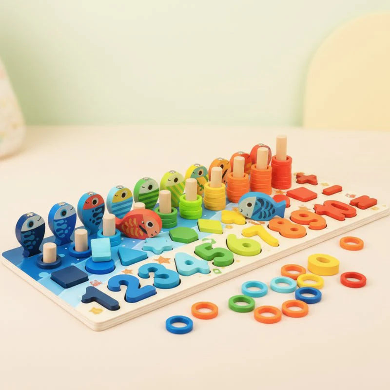 EDUCOUNT – Montessori Wooden Math Toy for Toddlers with Shape & Number Sorting