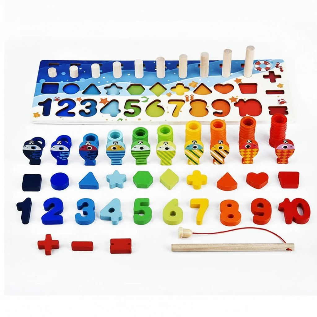 EDUCOUNT – Montessori Wooden Math Toy for Toddlers with Shape & Number Sorting