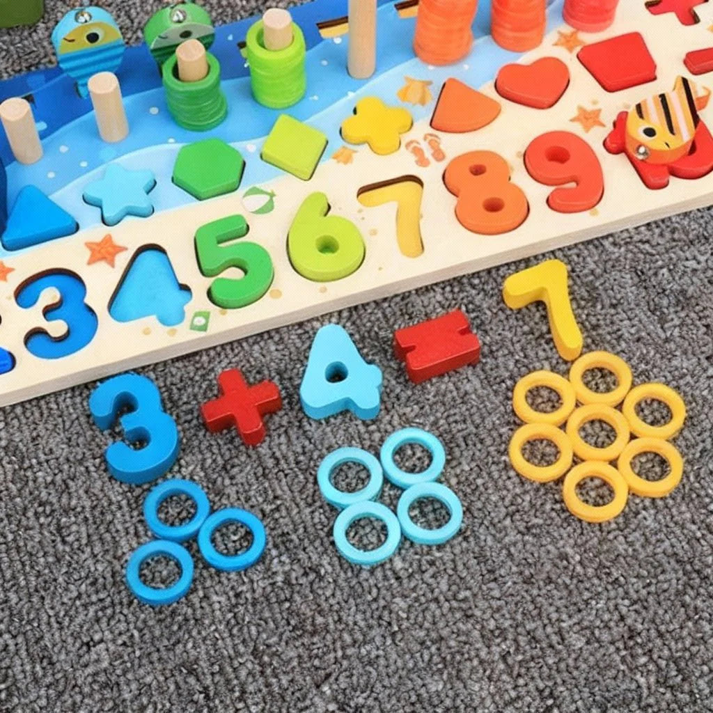 EDUCOUNT – Montessori Wooden Math Toy for Toddlers with Shape & Number Sorting