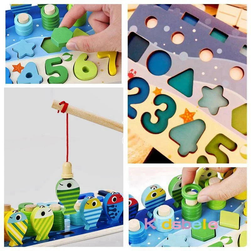 EDUCOUNT – Montessori Wooden Math Toy for Toddlers with Shape & Number Sorting