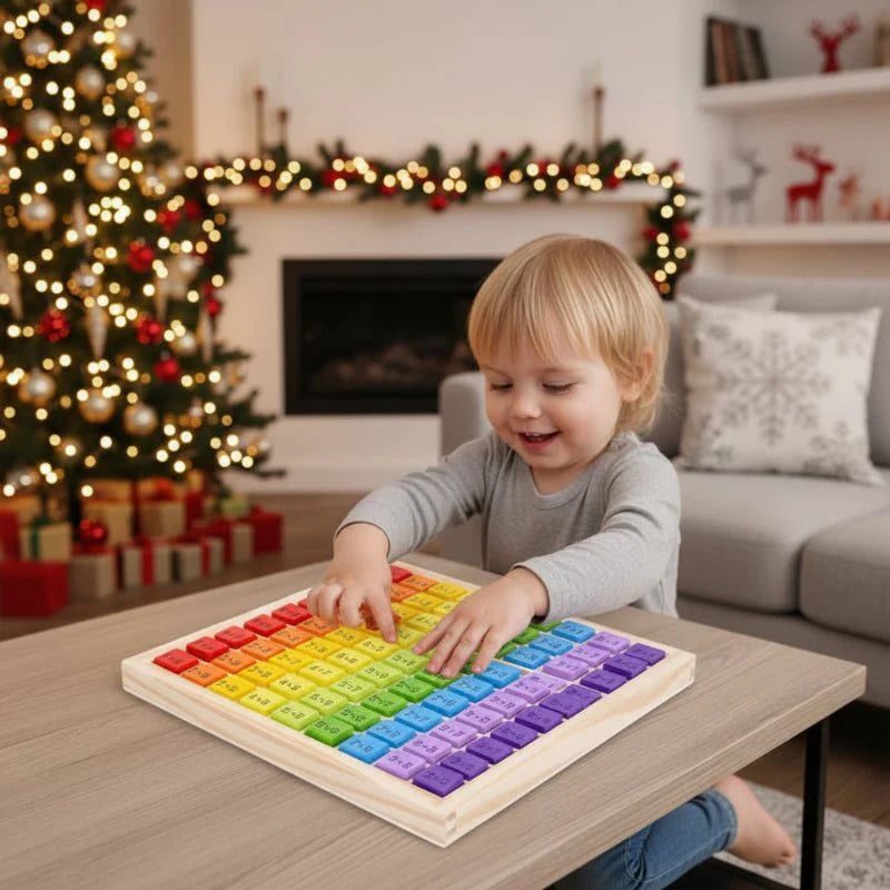 NUMBERRY – Montessori Wooden Math Toy with Colorful 99 Multiplication Table | Perfect Christmas Gift for Kids