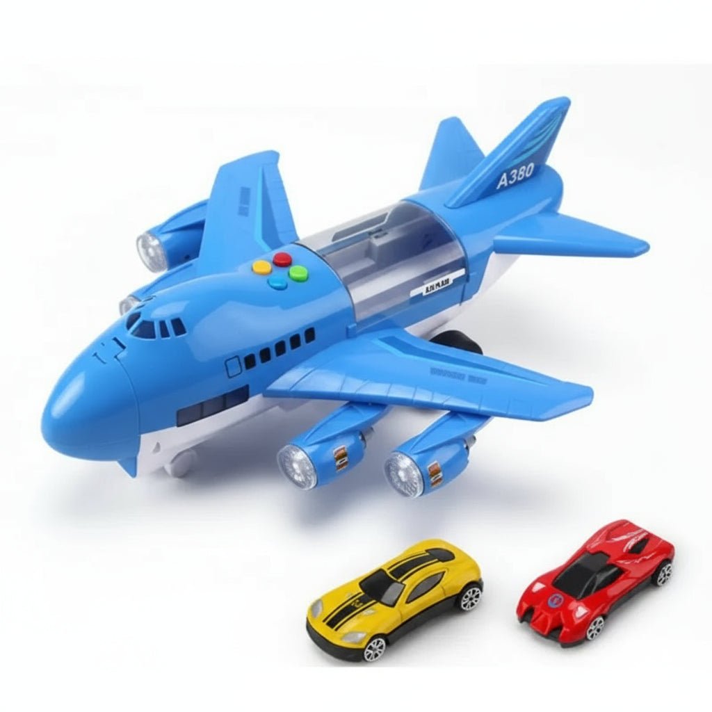 JETROIX – Inertial Simulation Airplane Toy with Music, Lights & Mini Cars for Children