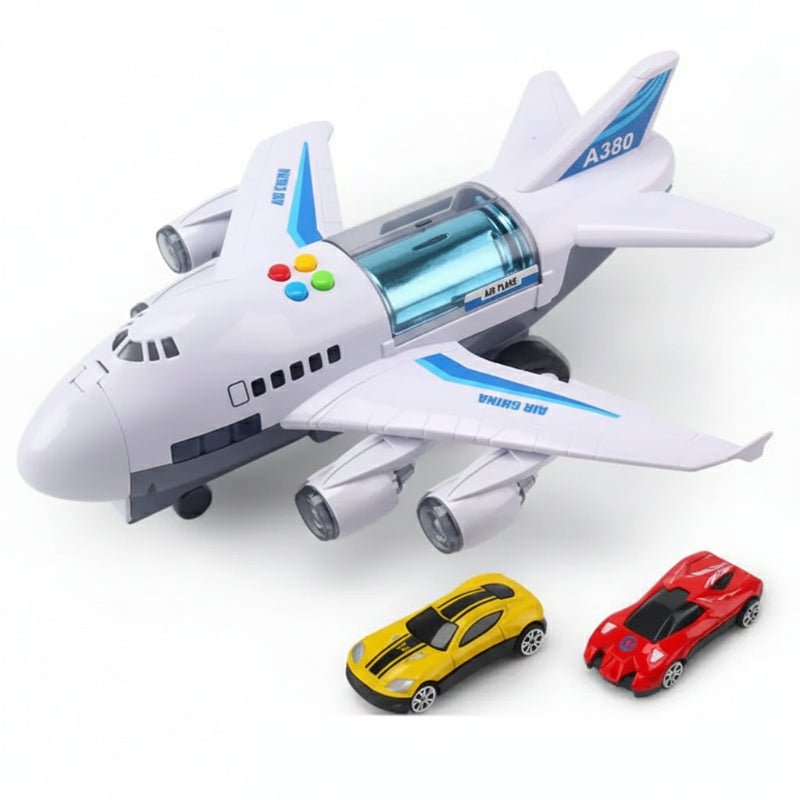 JETROIX – Inertial Simulation Airplane Toy with Music, Lights & Mini Cars for Children