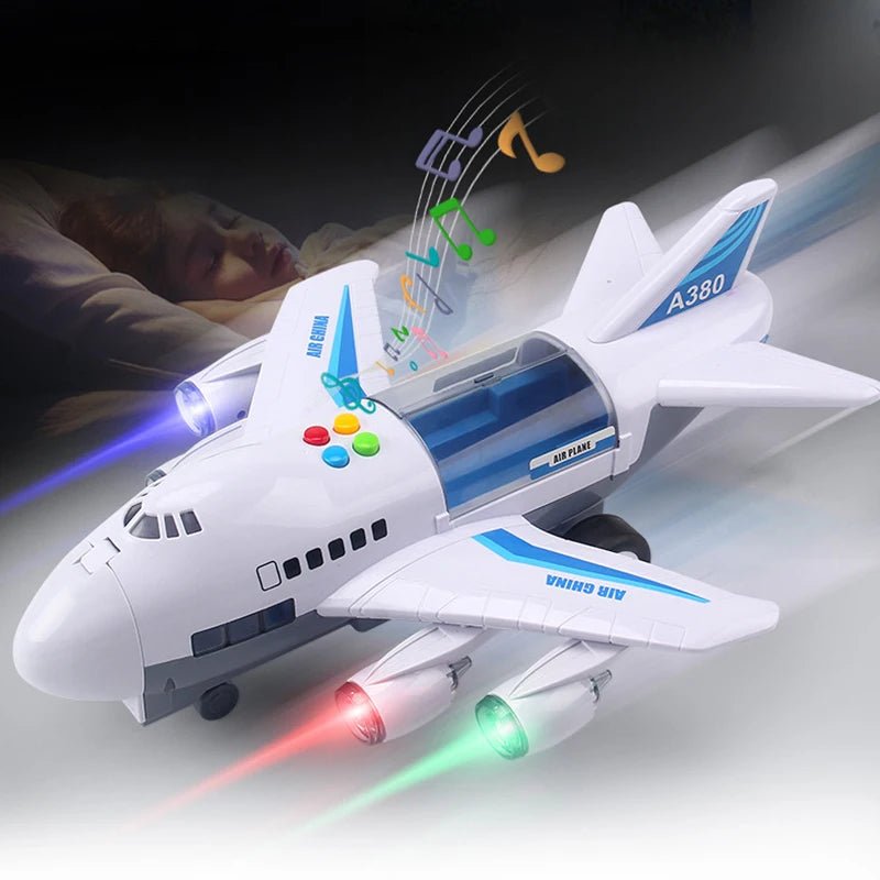 JETROIX – Inertial Simulation Airplane Toy with Music, Lights & Mini Cars for Children