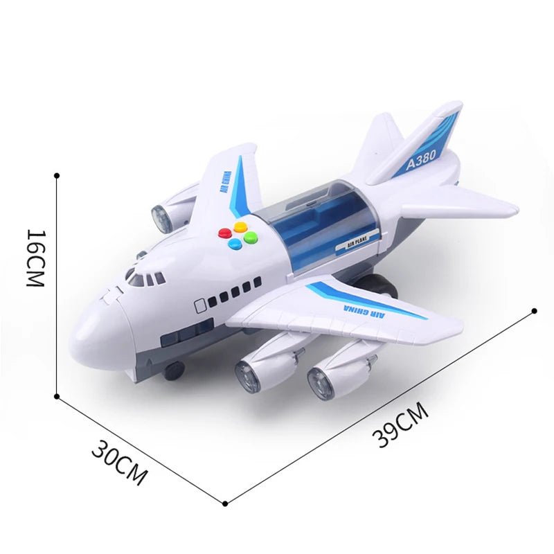 JETROIX – Inertial Simulation Airplane Toy with Music, Lights & Mini Cars for Children