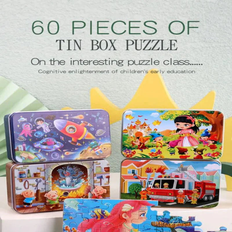 WOODLERN – 60-Piece Colorful Wooden Puzzle for Kids with Animal & Vehicle Designs | Perfect Christmas Gift