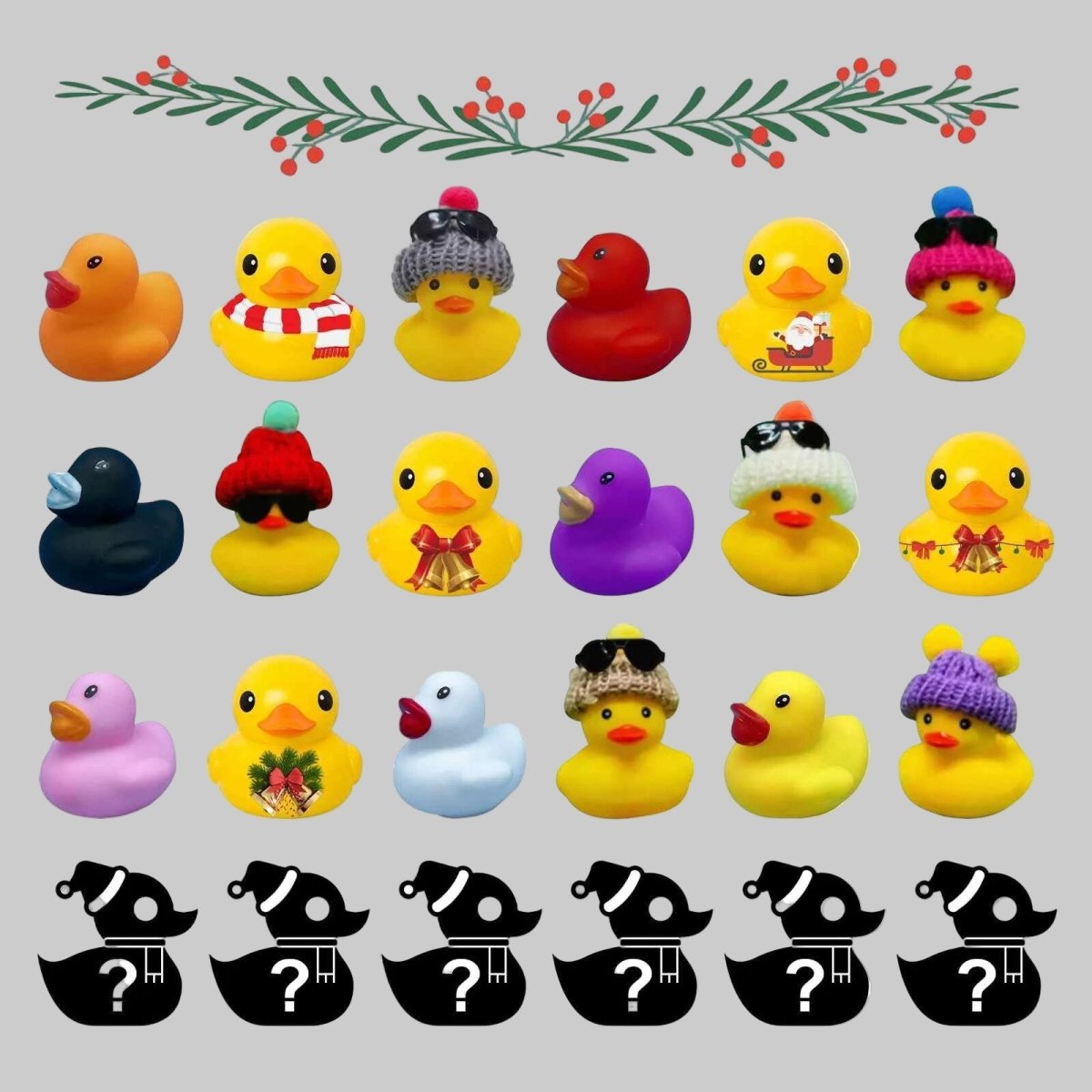 QUACKVENT – 2025 Christmas Rubber Duck Advent Calendar with 24 Festive Bath Ducks
