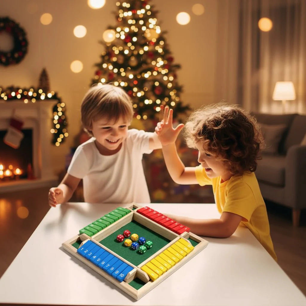 NUMBLOX – Wooden Shut The Box Dice Game for 4 Players