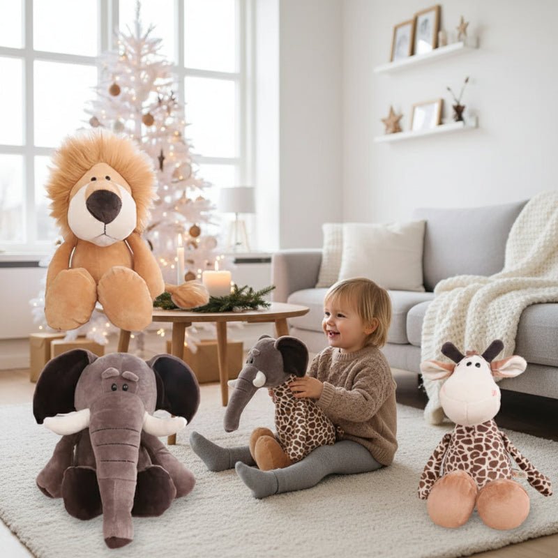 ANIMORO – Soft Jungle Plush Toys for Children with Lion, Elephant & Tiger Designs