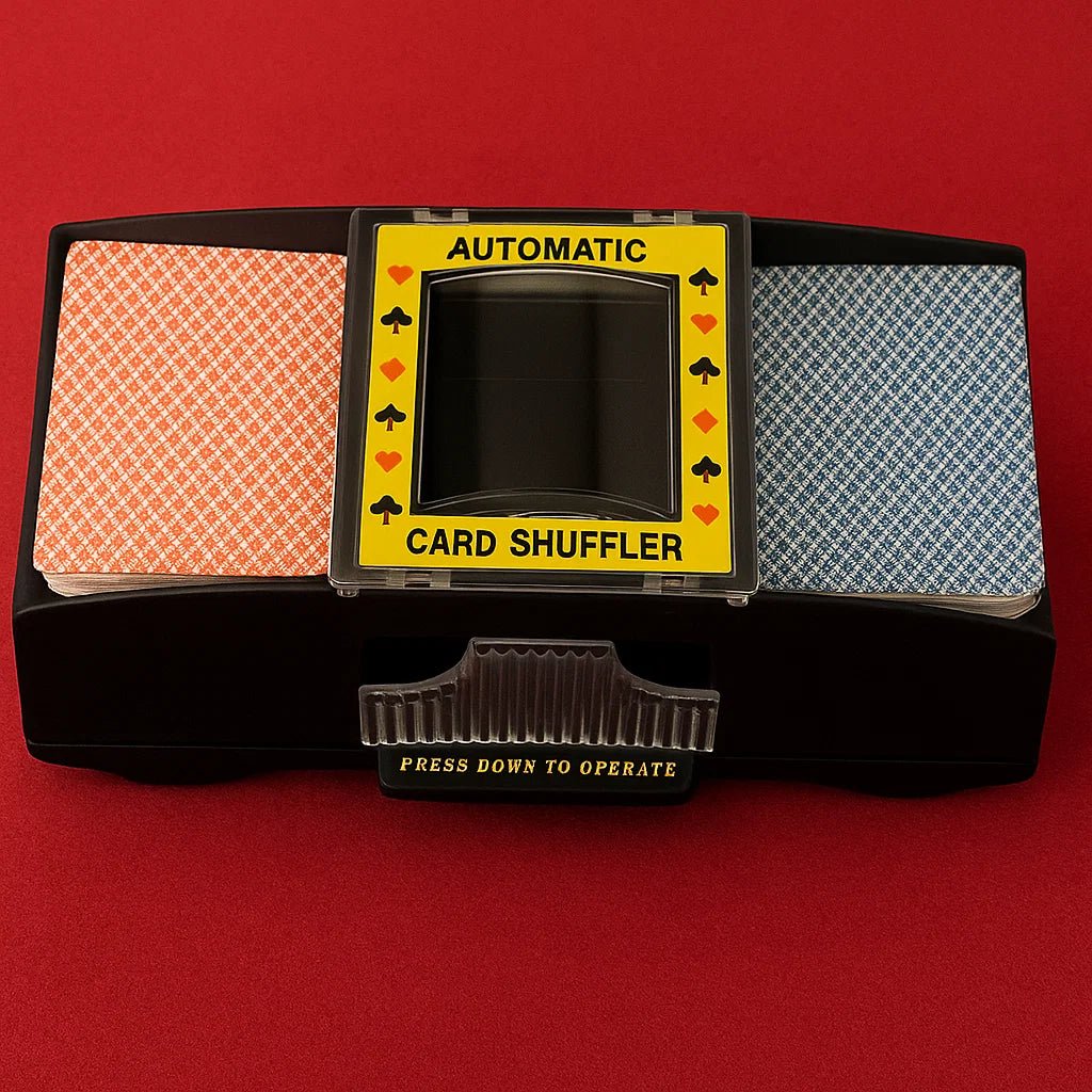 SHUFFLORQ – Automatic Electric Card Shuffler (USB & Battery Operated for 1–2 Decks)