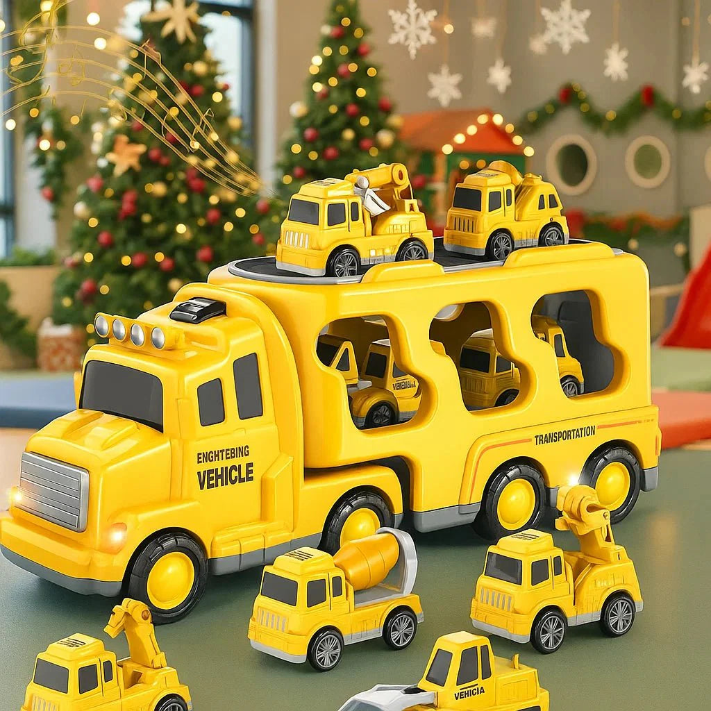 PLAYMOVER – Interactive Light & Sound Transporter Toy with Fire & Construction Vehicles